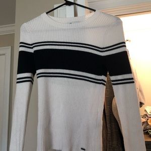 navy and white sweater